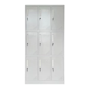 Locker 9 Θέσεων Φοριαμός - Ερμάριο Με Εσωτερικά Ράφια, Μέταλλο Βαφή Γκρι 90x40x185cm