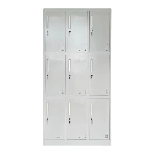 Locker 9 Θέσεων Φοριαμός - Ερμάριο Με Εσωτερικά Ράφια, Μέταλλο Βαφή Γκρι 90x40x185cm