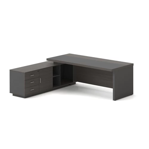 Vip Γραφείο Αριστερή Γωνία, Απόχρωση Grey Walnut 180x90x75/180x50x62 cm