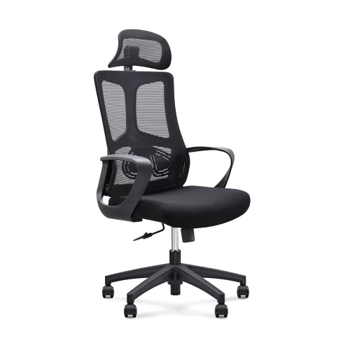 Bf8600 Πολυθρόνα Γραφείου Διευθυντή, Mesh Μαύρο, Ύφασμα Μαύρο 68x68x124/134cm