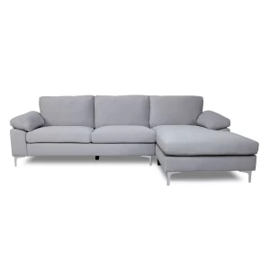 Alex Καναπές Σαλονιού Καθιστικού Αριστερή Γωνία, Ύφασμα Γκρι Velure 264x132x75cm H.80cm