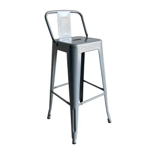 Relix Σκαμπό Bar Με Πλάτη, Μέταλλο Βαφή Γκρι 44x44x76/97cm