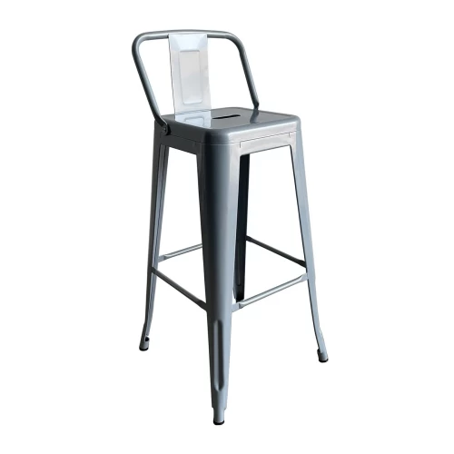 Relix Σκαμπό Bar Με Πλάτη, Μέταλλο Βαφή Γκρι 44x44x76/97cm