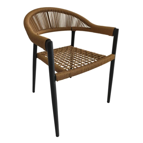 Madison Πολυθρόνα Βεράντας- Κήπου, Alu Ανθρακί, Rope Wicker Φυσικό, Στοιβαζόμενη 58x56x78cm