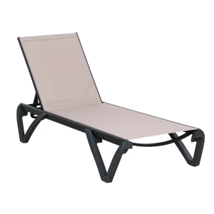 Capri K/D Ξαπλώστρα Αλουμίνιο Μαύρο, Pp-Uv Μαύρο - Textilene Cappuccino 68/58x190x30cm