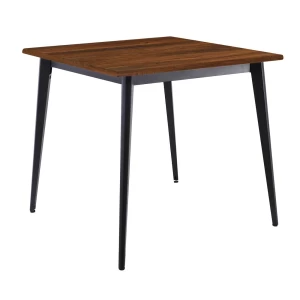 Vidal Τραπέζι Μέταλλο Βαφή Μαύρο, Επιφάνεια 80X80Cm/16Mm Contract Sliq Walnut 81x81x73,6cm