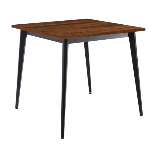 Vidal Τραπέζι Μέταλλο Βαφή Μαύρο, Επιφάνεια 80X80Cm/16Mm Contract Sliq Walnut 81x81x73,6cm