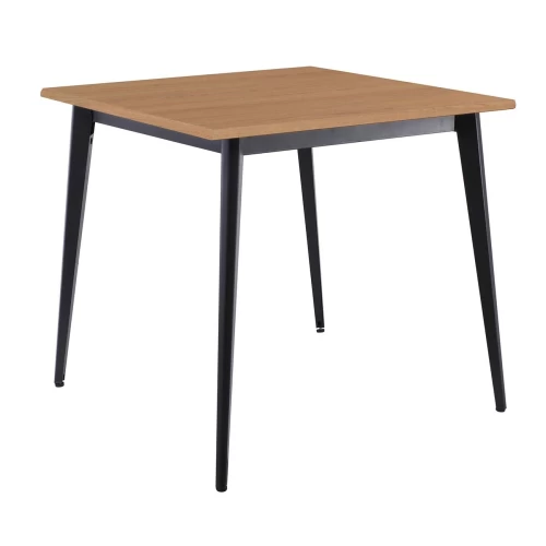 Vidal Τραπέζι Μέταλλο Βαφή Μαύρο, Επιφάνεια 80X80Cm/16Mm Contract Sliq Beech 81x81x73,6cm