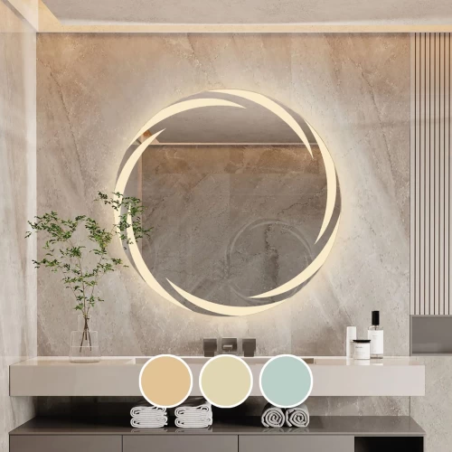 Led-1 Καθρέπτης Τοίχου - Φωτιζόμενος - Αφής, Με 3 Επιλογές Εναλλαγής Χρωμάτων Φ60cm