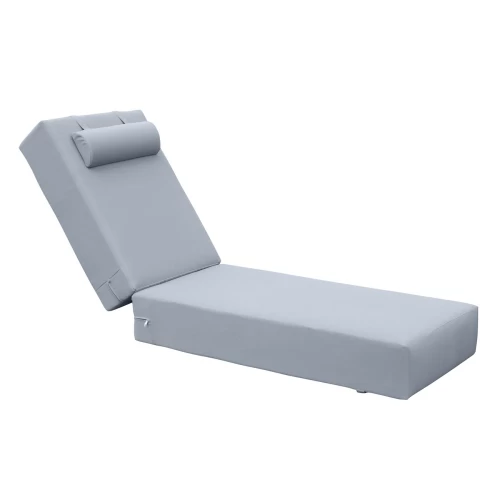 Sunlounger Μαξιλάρι Ξαπλώστρας 20Cm, Προσκέφαλο, Ύφασμα Water Repellent Γκρι, Φερμουάρ 196(78+118)x60x20cm