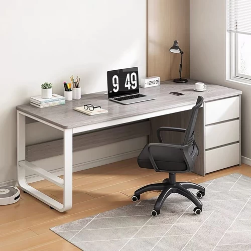 Γραφειο Με 3 Συρτάρια Μέταλλο Βαφή Άσπρο - Grey 120x48x74cm