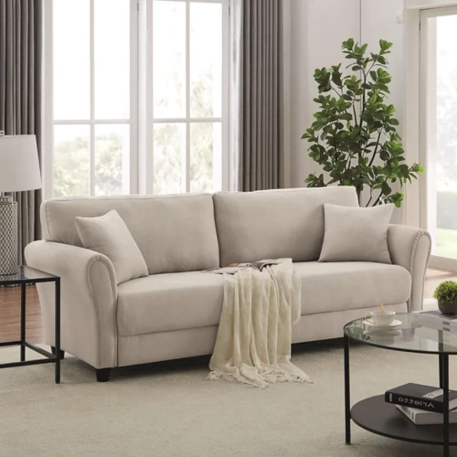 Britain Καναπές 3-Θέσιος Σαλονιού - Καθιστικού, Ύφασμα Μπεζ 212x78x87cm