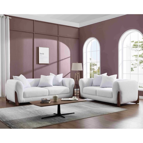 Kansas Set Σαλόνι - Καθιστικό, 2Θέσιος-3Θέσιος, Teddy Ύφασμα Άσπρο 174x99 / 211x99 x H90cm