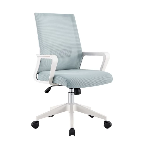 Bf2965 Πολυθρόνα Γραφείου Ύφασμα Γκρι-Μπλε Mesh, Βάση Pp Άσπρο 63x58x97/107cm