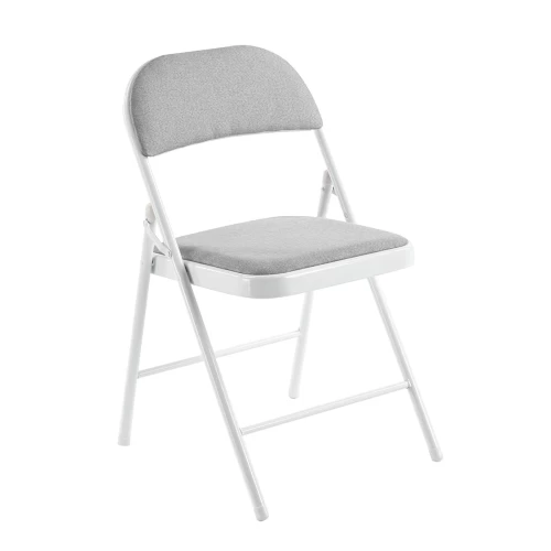 Brenda Καρέκλα Πτυσσόμενη, Μέταλλο Βαφή Άσπρο, Ύφασμα Γκρι 46x46x78cm