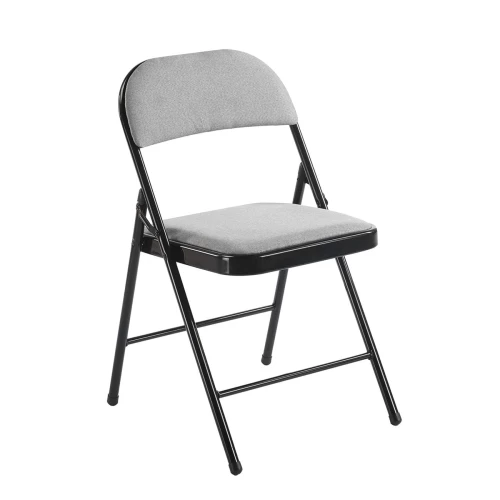 Brenda Καρέκλα Πτυσσόμενη, Μέταλλο Βαφή Μαύρο, Ύφασμα Γκρι 46x46x78cm