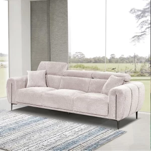 Seville Kαναπές 3Θέσιος Σαλονιού - Καθιστικού, Teddy Ύφασμα Μπεζ 220x94x90cm