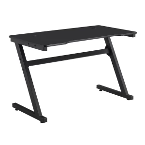 Gaming Γραφείο 120X60Cm Μέταλλο Βαφή Μαύρο, Επιφάνεια Mdf Μαύρο, Με Βάση Ακουστικών 120x60x75cm