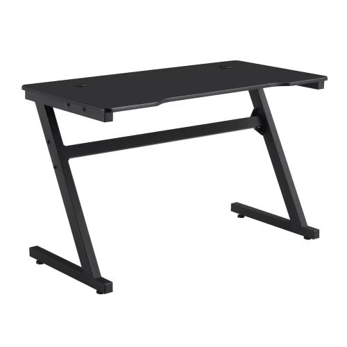 Gaming Γραφείο 120X60Cm Μέταλλο Βαφή Μαύρο, Επιφάνεια Mdf Μαύρο, Με Βάση Ακουστικών 120x60x75cm