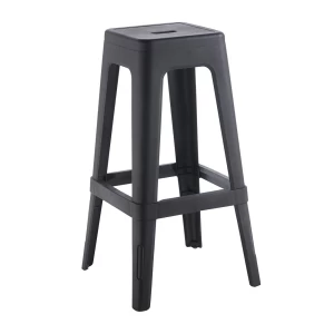Relix Pp Σκαμπό Bar Στοιβαζόμενο, Pp Απόχρωση Μαύρο 42x42x76cm