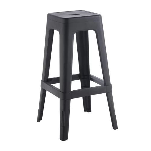 Relix Pp Σκαμπό Bar Στοιβαζόμενο, Pp Απόχρωση Μαύρο 42x42x76cm