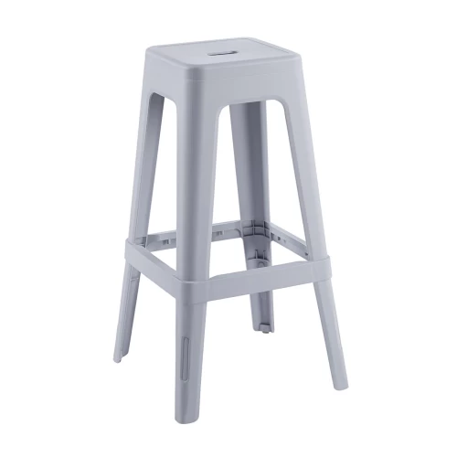 Relix Pp Σκαμπό Bar Στοιβαζόμενο, Pp Απόχρωση Γκρι 42x42x76cm