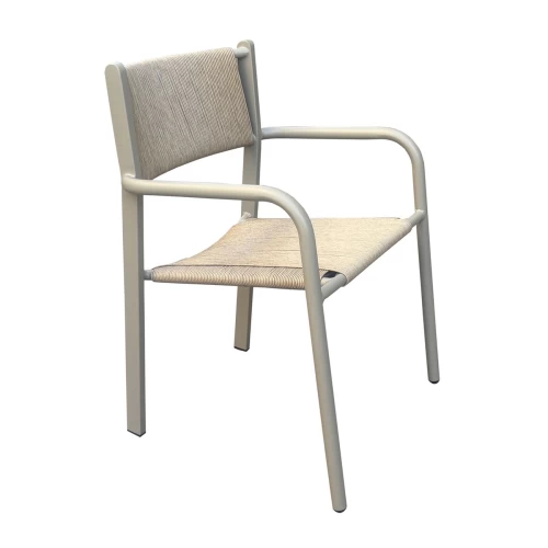 Denver Πολυθρόνα Dining Στοιβαζόμενη, Αλουμίνιο - Rope Wicker Μπεζ 56x58x82cm