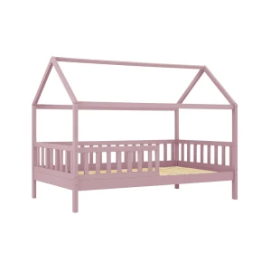 Dream Τ.montessori Παιδικό Κρεβάτι, Για Στρώμα 90X190Cm, Ξύλο Πεύκου Απόχρωση Ροζ 197x97x132cm