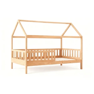Dream Τ.montessori Παιδικό Κρεβάτι, Για Στρώμα 90X190Cm, Ξύλο Πεύκου Απόχρωση Φυσικό 197x97x132cm
