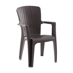 Side Πολυθρόνα Κήπου-Βεράντας Στοιβαζόμενη, (Rattan Look) Pp-Uv Απόχρωση Καφέ 59x61x89cm