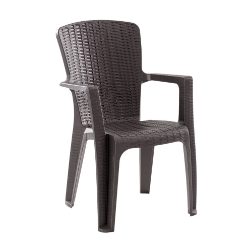 Side Πολυθρόνα Κήπου-Βεράντας Στοιβαζόμενη, (Rattan Look) Pp-Uv Απόχρωση Καφέ 59x61x89cm