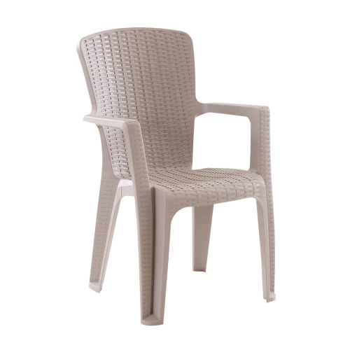 Side Πολυθρόνα Κήπου-Βεράντας Στοιβαζόμενη, (Rattan Look) Pp-Uv Απόχρωση Cappuccino 59x61x89cm