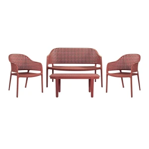 Malaga Set Σαλόνι Κήπου Pp-Uv Bordeaux: Καναπές + 2 Πολυθρόνες + Τραπεζάκι Τραπεζάκι+Καναπέ+2 Πολυθρόνες
