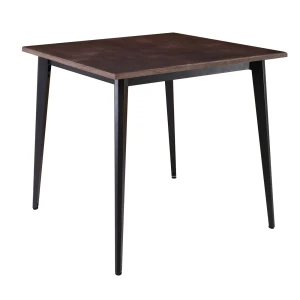 Vidal Τραπέζι Μέταλλο Βαφή Μαύρο, Επιφάνεια 80X80Cm/20Mm Κ/Π Εμποτισμού Καρυδί 81x81x74cm