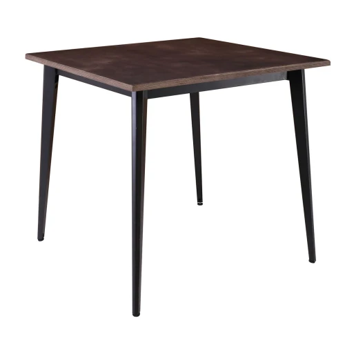 Vidal Τραπέζι Μέταλλο Βαφή Μαύρο, Επιφάνεια 80X80Cm/20Mm Κ/Π Εμποτισμού Καρυδί 81x81x74cm