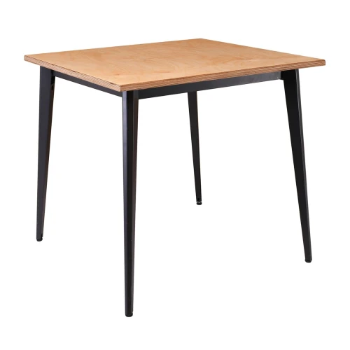 Vidal Τραπέζι Μέταλλο Βαφή Μαύρο, Επιφάνεια 80X80Cm/20Mm Κ/Π Εμποτισμού Φυσικό 81x81x74cm