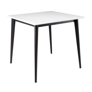 Vidal Τραπέζι Μέταλλο Βαφή Μαύρο, Επιφάνεια 80X80Cm/20Mm Κ/Π Εμποτισμού Λάκα Άσπρο 81x81x74cm