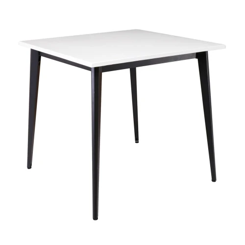 Vidal Τραπέζι Μέταλλο Βαφή Μαύρο, Επιφάνεια 80X80Cm/20Mm Κ/Π Εμποτισμού Λάκα Άσπρο 81x81x74cm