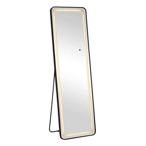 Led-7 Καθρέπτης Τοίχου-Δαπέδου Φωτιζόμενος, Αλουμίνιο Μαύρο, Αφής Με 3 Επιλογές Φωτισμού 50x32x160cm