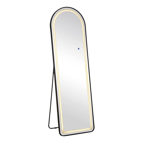 Led-8 Καθρέπτης Τοίχου-Δαπέδου Φωτιζόμενος, Αλουμίνιο Μαύρο, Αφής Με 3 Επιλογές Φωτισμού 50x32x160cm