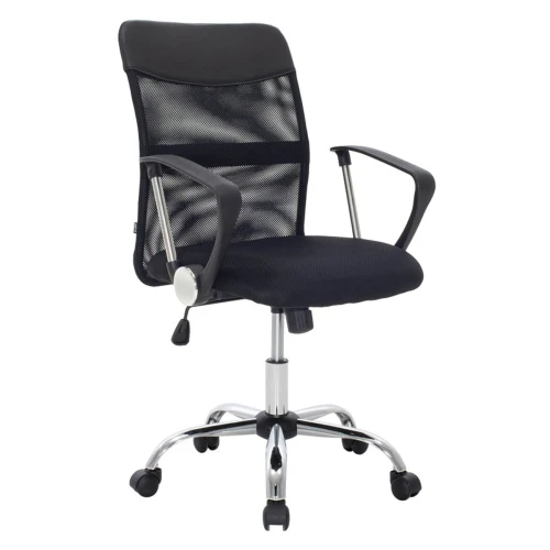 Bf2401W Πολυθρόνα Γραφείου Βάση Χρώμιο, Ύφασμα & Mesh Απόχρωση Μαύρο 59x59x92/102cm
