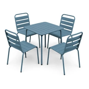 Brio Slat Set Τραπεζαρία Κήπου -Βεράντας (4+1), Μέταλλο Βαφή Sandy Blue 5415C 70x70x73cm - chair 48x59x79cm