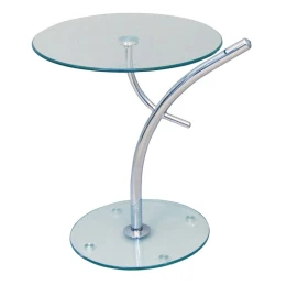 Ravel Τραπεζάκι Βοηθητικό Χρώμιο - Γυαλί Clear Tempered Φ50cm H.58cm