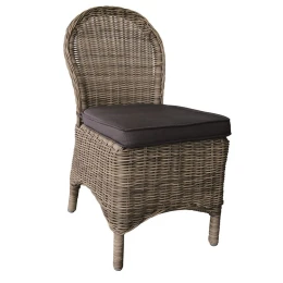 Montana Καρέκλα Τραπεζαρίας Κήπου Alu, Φ5Mm Round Wicker Grey Brown, Μαξιλάρι Ανθρακί 48x65x91cm