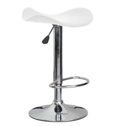 Saddle Σκαμπό Bar, Βάση Χρώμιο, Pvc Άσπρο, Ρύθμιση Ύψους, Περιστρεφόμενο 45x43x58/64-79/85cm