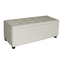 Denise Σκαμπό Αποθηκευτικό - Ταμπουρέ, Pu Εκρού 113x43x45cm