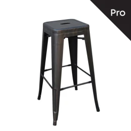 Relix Σκαμπό Bar-Pro, Στοιβαζόμενο, Μέταλλο Βαφή Antique Black 43x43 H.76cm