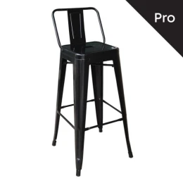 Relix Σκαμπό Bar-Pro Με Πλάτη, Μέταλλο Βαφή Μαύρο 43x43x76/100cm