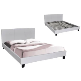 Wilton Κρεβάτι Διπλό, Για Στρώμα 160X200Cm, Pu Άσπρο 169x213x89cm