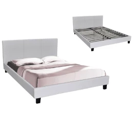 Wilton Κρεβάτι Διπλό, Για Στρώμα 150X200Cm, Pu Άσπρο 159x213x89cm